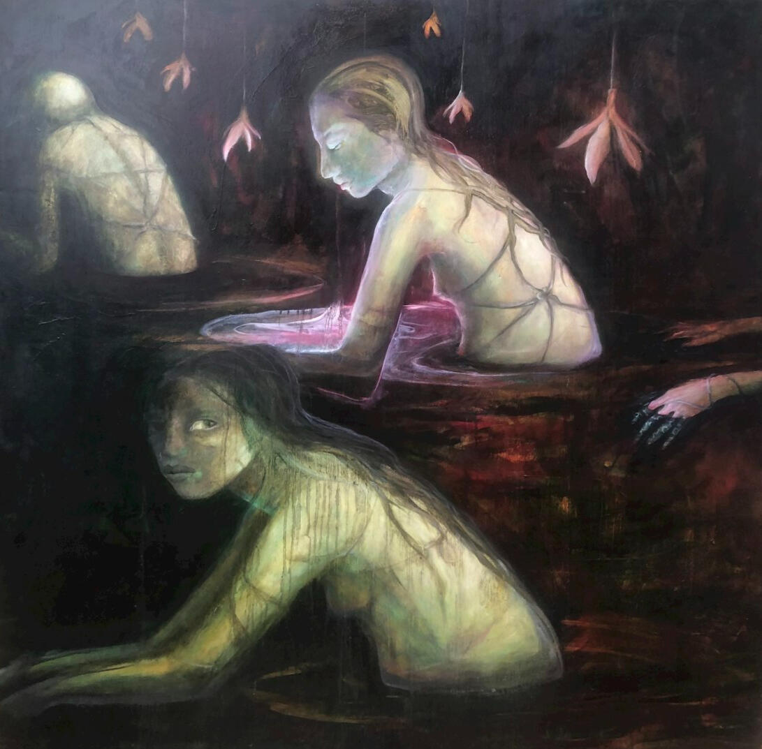 You took my joy and I want it back Oil on Board 130 x 130cm Exhibited as part of Feminine Pleasure and Pain The Winchester Gallery 2022
