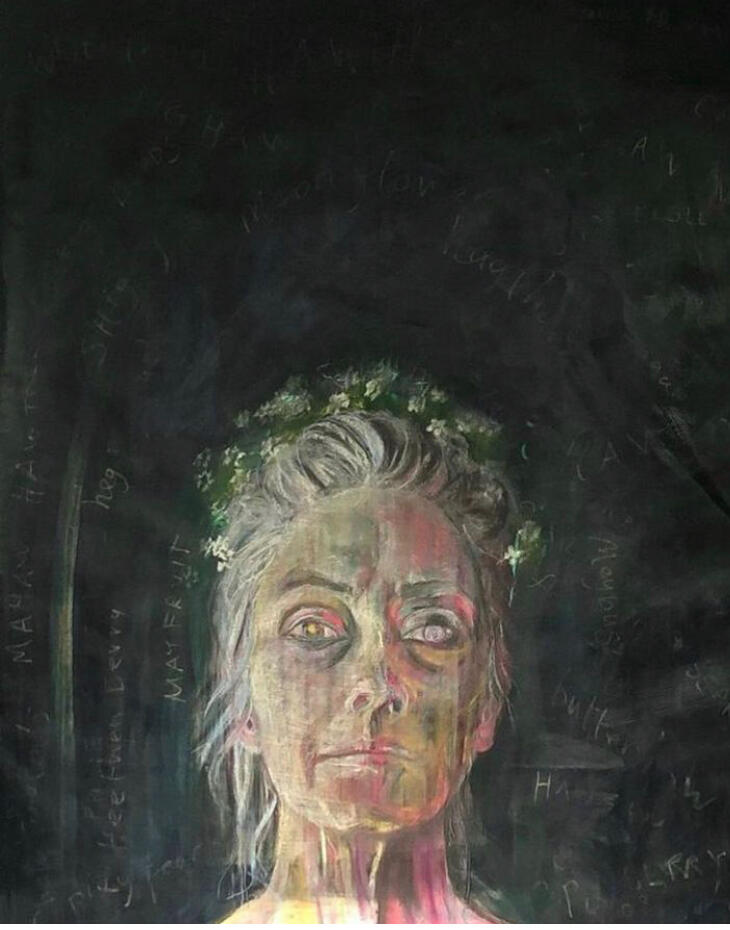 Once I was Queen of the May Pastel and oils on paper 110cm x 90cm 2023 Exhibited at the Young Gallery Salisbury 2024
