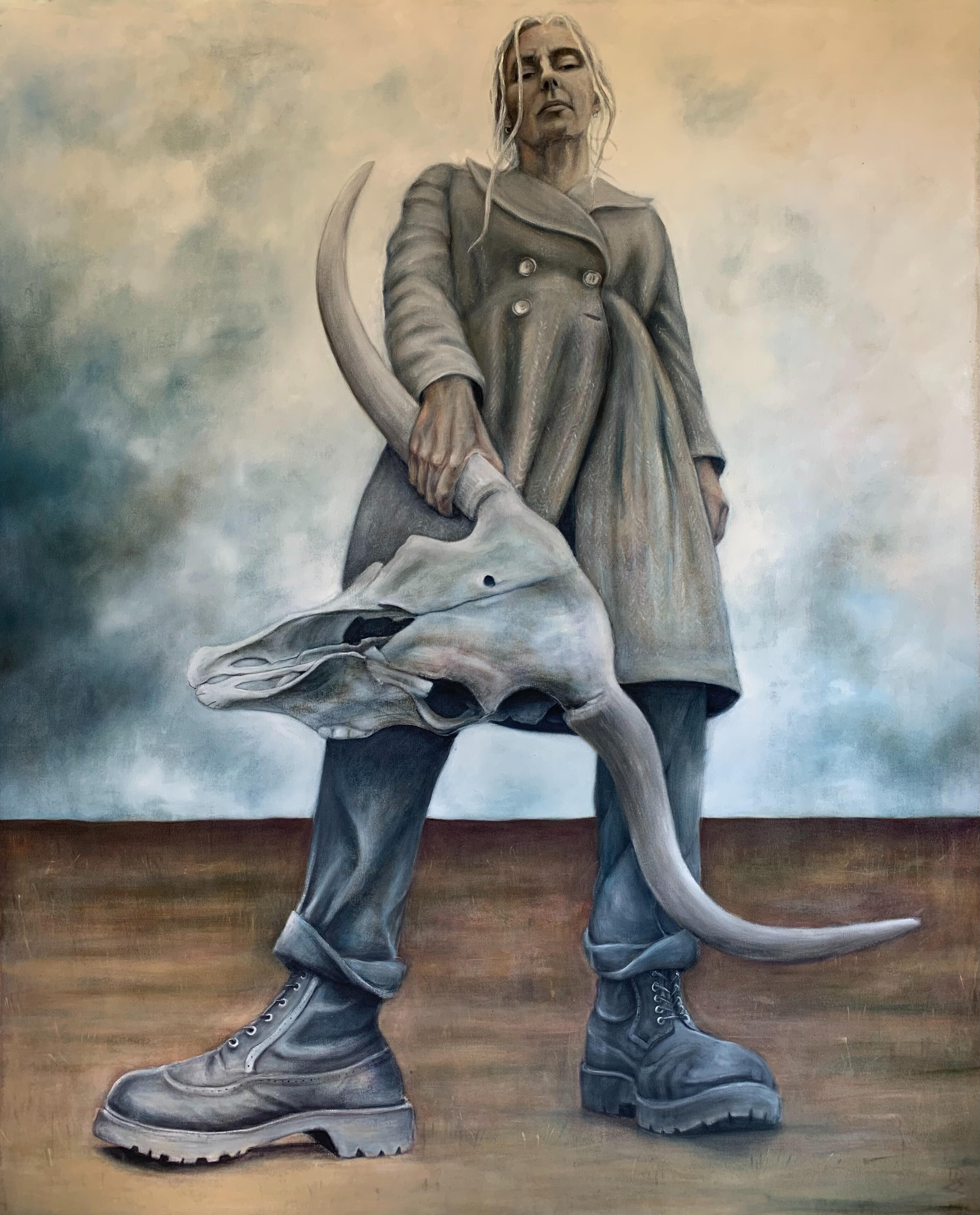 Daughter of a Lorry Driver Self portrait Oil on Canvas 160 x 135cm 2022