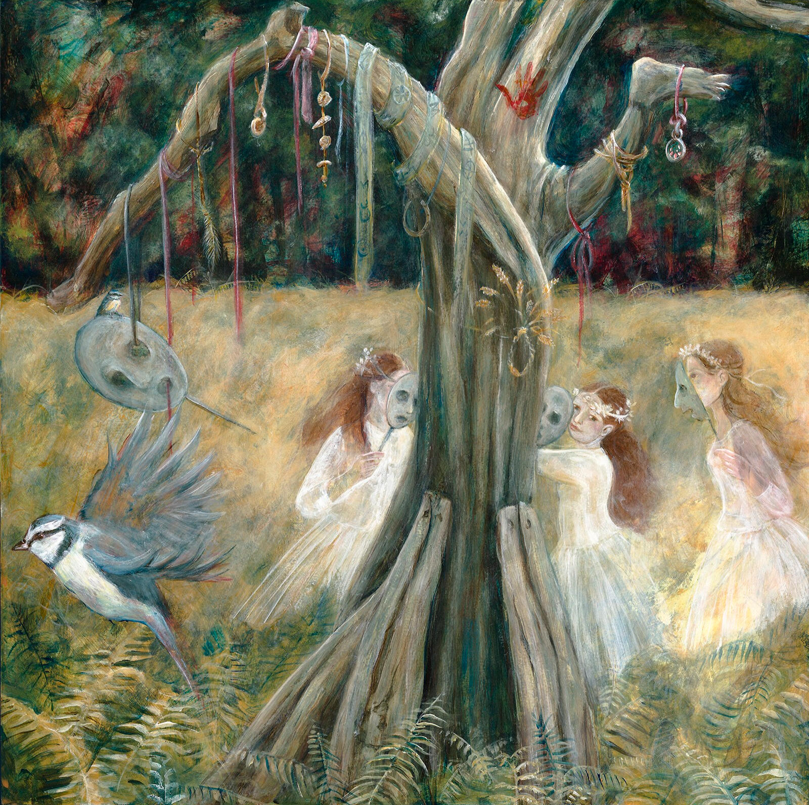 The Naked Man, an old gallows tree where witches dance. Wilverley, The New Forest. Acrylic on board 40 x 40cm Exhibited as part of the Folklore exhibition, The New Forest Heritage Centre, 2026